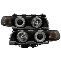BMW E38 99-01 Strålkastare Projektor - Xenon/HID (Passar ej halogen) - LED Halo - Svarta - Helljus H1 - Halvljus D2S (Ej Inkluderat) Spyder Auto